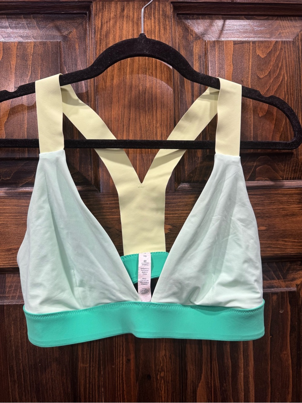 lululemon mint, seafoam & cream racerback bikini top